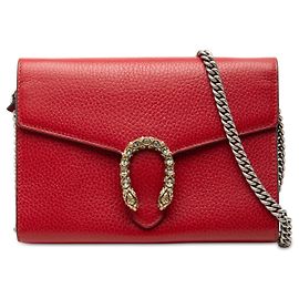 Borsa a tracolla Gucci Dionysus in pelle di vitello rossa con catena