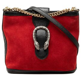 Borsa a secchiello Dionysus Gucci in camoscio rosso