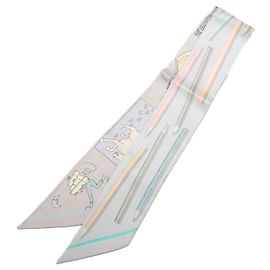 Hermès A Vos Crayons Seidentwilly Schal Grau
