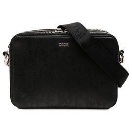 Bolso bandolera Galaxy de piel de becerro perforada Dior Oblique en negro con correa
