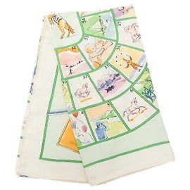 Foulard di seta Hermès Le Jeu des Petits Bonheurs Verde 90 Scarves