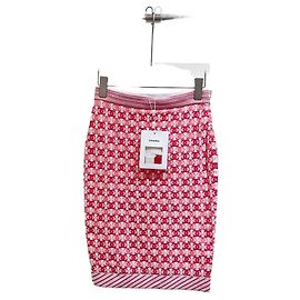 Falda Chanel de lana rosa con punto de logo Talla 34