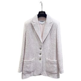 Chanel 24P Tweed Jacke Rosa Größe 40