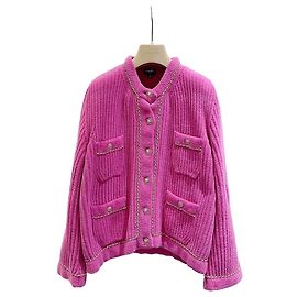 Chanel 22B Jacke aus Samt Rosa Größe 38