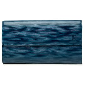 Louis Vuitton Epi Sarah Long Wallet Blue