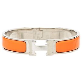 Bracelet Clic H PM en émail étroit Orange Hermès