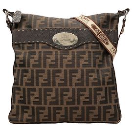 Brown Fendi Zucca Canvas Selleria Crossbody