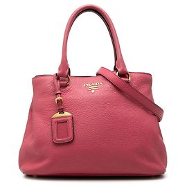 Borsa Tote Satchel Convertibile Aperta Prada Vitello Daino Rosa