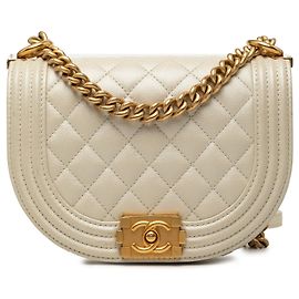 Borsa Messenger Boy Small Quilted Caviar Chanel Bianca