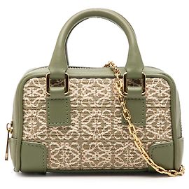 LOEWE Nano Anagram Amazona Satchel aus Jacquard und Kalbsleder in Grün