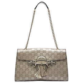 Borsa a tracolla Gucci Emily Medium Guccissima Oro