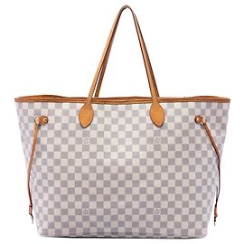 Borsa Tote Louis Vuitton Neverfull GM Damier Azur bianca