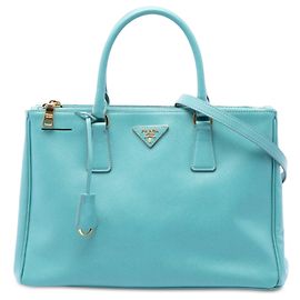 Blue Prada Medium Saffiano Lux Galleria Double Zip Satchel Handtasche