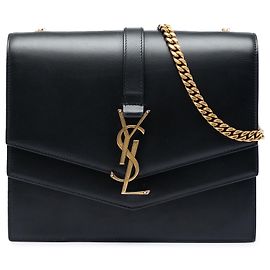 Borsa a tracolla Sulpice Medium in pelle monogramma nera Saint Laurent