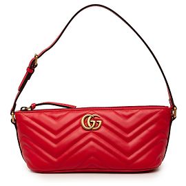 Rote Gucci GG Marmont Schultertasche aus gestepptem Kalbsleder