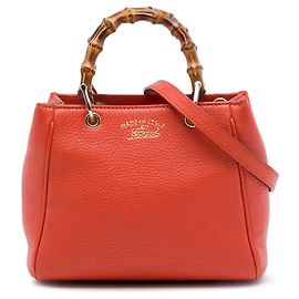 Borsa Orange Gucci Mini Calfskin Bamboo Shopper Satchel