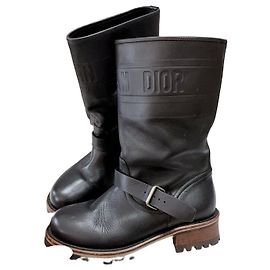Bottes Dior en cuir noir