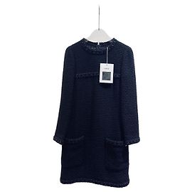 Chanel Kleid aus Tweed in Navy Größe 34