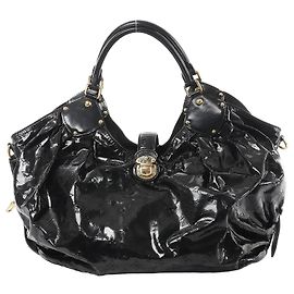 Borsa a tracolla Louis Vuitton Surya XL Monogram Mahina in pelle verniciata Nero M95796