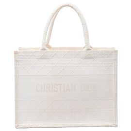 Borsa a tracolla Christian Dior Book Tote Medium in tela bianca