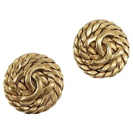 Chanel Vintage CC Orecchino Rotondo Clip-On Metal Piccolo
