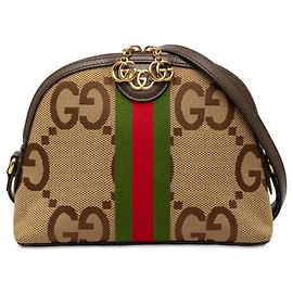 Sac crossbody Gucci Small Jumbo GG Canvas Web Ophidia Dome Beige
