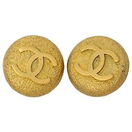 Orecchini a clip rotondi testurizzati Chanel CC placcati oro