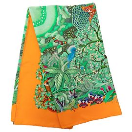 Hermès Au Coeur De La Vie Seidentuch Grün 90 Scarves