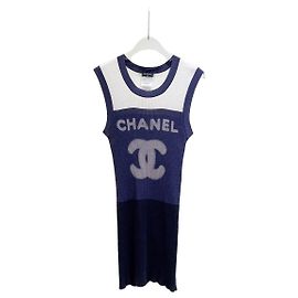 Camiseta de tirantes Chanel de jersey elástico algodón navy