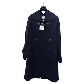 Hermès Wollmantel Schwarz Größe 38