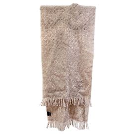 Chanel Silk Scarf Beige with Gold Thread