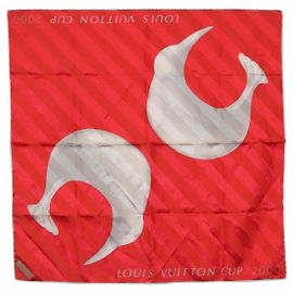 LOUIS VUITTON LV Cup 2000 Scarf Silk Red LV