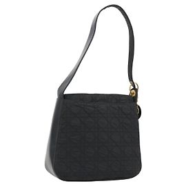 Christian Dior Canage Shoulder Bag Nylon Black Gold