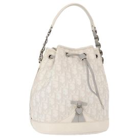 Christian Dior Trotter Romantic Chain Shoulder Bag PVC White Silver