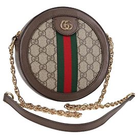 GUCCI GG Marmont Web Sherry Line Chain Bag PVC Beige Gold 550618
