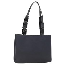 SAINT LAURENT Shoulder Bag Nylon Navy Silver