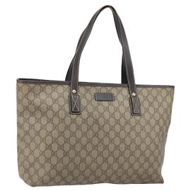 GUCCI GG Supreme Tote Bag PVC Beige 211137