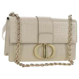 Christian Dior Montaigne Chain Bag Patent Leather Beige Gold