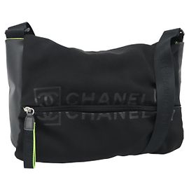CHANEL Sports Line Shoulder Bag Nylon Black Silver CC