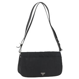 PRADA Bolso de Hombro Nylon Black Silver
