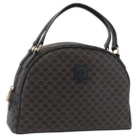 Céline CELINE Macadam Canvas Hand Bag PVC Leather Black Gold
