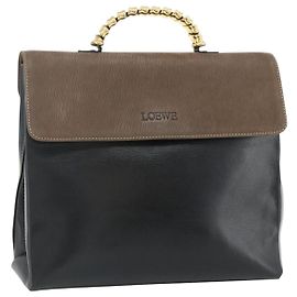 LOEWE Velazquez Hand Bag Leather Black Gold