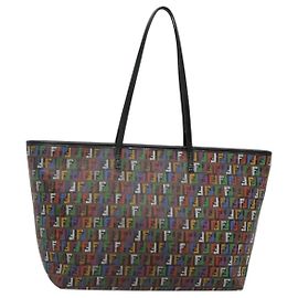 FENDI Bolsa Tote em Lona Zucchino Multicolor Gold