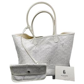 Goyard Saint Louis tote bag in coated canvas and white leather