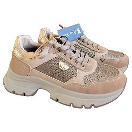Autre Marque Royal Blue Sneakers Beige e Oro da Donna