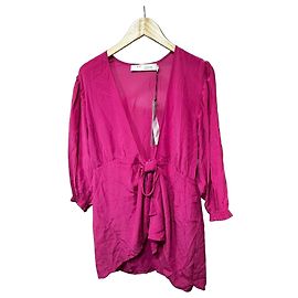 Iro Kurzes Seidenkleid in Fuchsia-Rosa