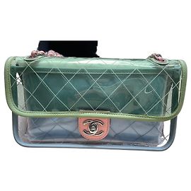 Borsa Chanel Timeless Flap in PVC trasparente e pelle