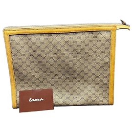 Pochette Gucci Monogram Beige e Pelle Dorata