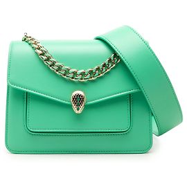 Bulgari Borsa Bvlgari Serpenti Forever Maxi Chain Top Handle in pelle verde