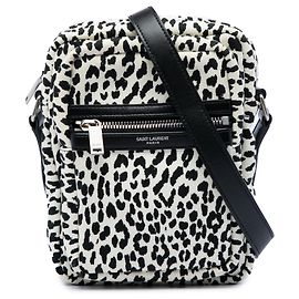 Saint Laurent Sid Messenger Bag aus Canvas mit weißem Leoparden-Print